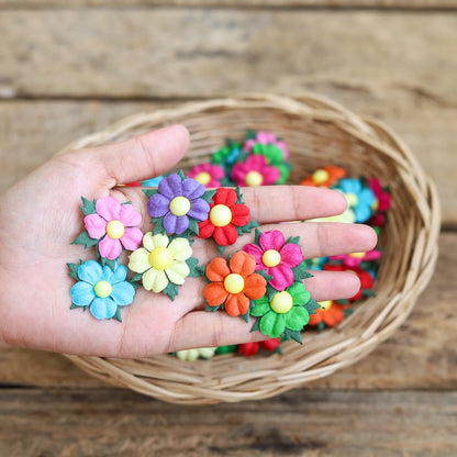 DUONGJAIS BRAND Handmade 100 Pcs Lovely Mulberry Paper Flowers 30x30mm Scrapbooking Wedding DIY Craft Supplies Card Paper Flowers Craft Projects Artificial Flowers. (.10 Colors..)