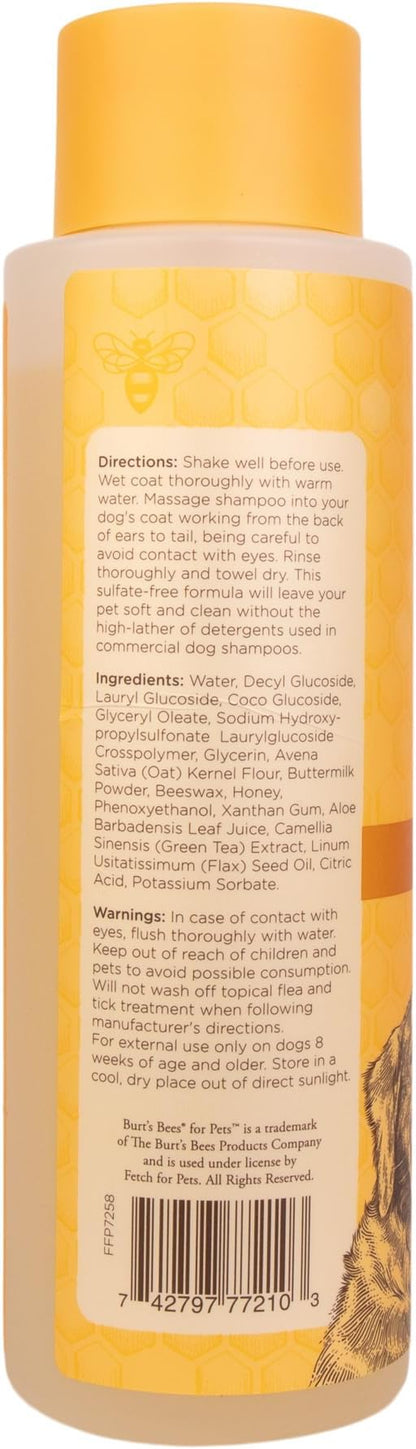 Burt's Bees for Pets Oatmeal Dog Shampoo with Honey, Soothing Formula for Itchy and Sensitive Dog Skin, Colloidal Oat Flour and Honey, pH Balanced, Sulfate-Free, 16 Fl Oz - 6 Pack