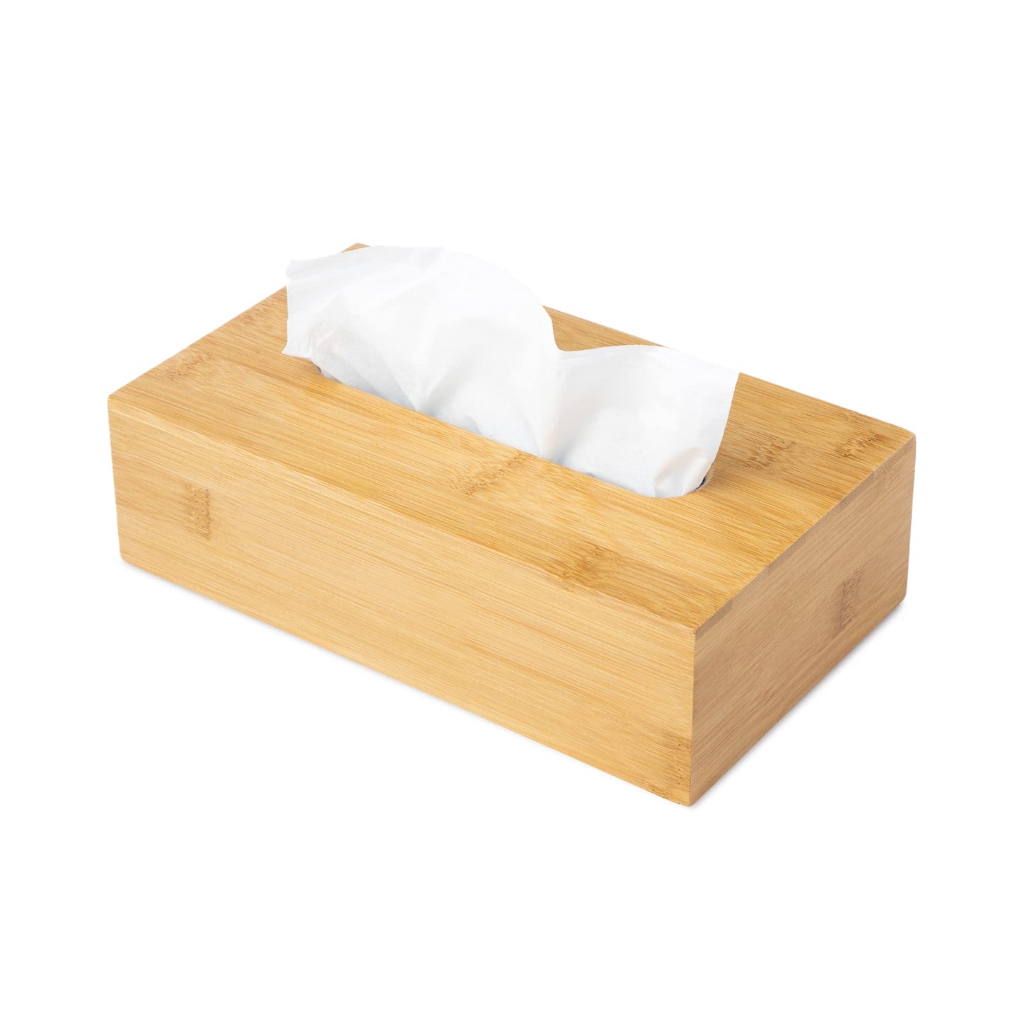 JUSK Design Tissue Box Holder - Modern, Minimalist, and Durable Wooden Tissue Box with Sliding Bottom, Easy-Refill- Premium-Quality Bamboo Tissue Box Cover, Fits 120-Count Box, Short Rectangular