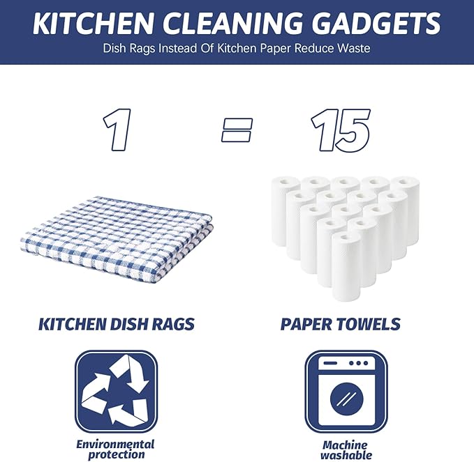 Nialnant 8 Pcs Kitchen Dish Rags, 100% Cotton Kitchen Towels Soft Absorbent
