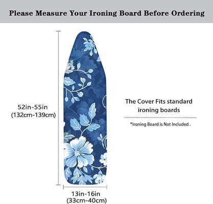 Ironing Board Covers Scorch Resistant Insulation, Retro Blue Floral Ironing