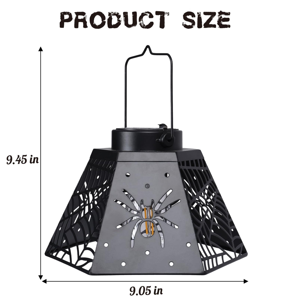 2 Pack Halloween Solar Lantern with Spider Web Design, Outdoor Hanging LED Light for Yard Patio Garden, Waterproof Metal Decorative Lamp for Halloween Decor