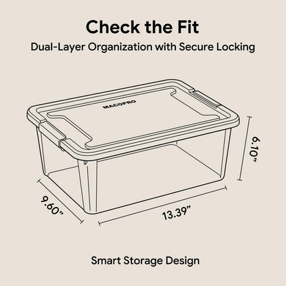 MACOPRO 17QT Craft Storage Box with 2 Removable Caddy Trays, Clear Stackable Plastic Organizer with Lid for Art Supplies, Beads, Sewing Tools, Pens & Kids Toys (White, 1Pack-2-in-1)