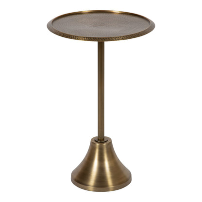 Kate and Laurel Sanzo Modern Round Pedestal Side Table, 15 x 15 x 24, Gold, Decorative End Table with Hammered Tabletop for Use as a Bedroom Nightstand or Living Room Accent