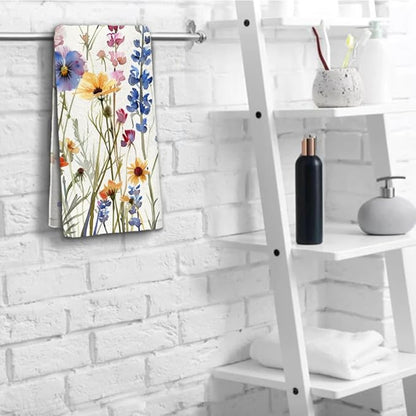 Watercolor Wildflower Floral Hand Towels