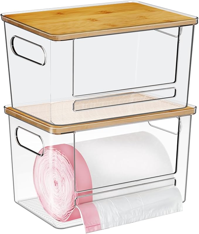 Trash Bag Dispenser 2 Pack, Acrylic Garbage Bags Dispenser