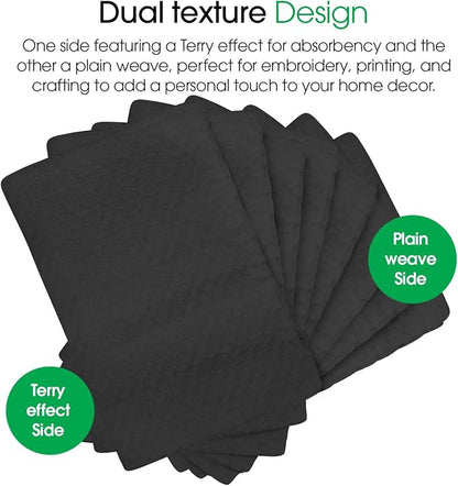 DG Collections Premium Dish Towels for Kitchen, 8 Pack, 15x25 Inch - 100% Cotton Kitchen Towels with Hanging Loop, Highly Absorbent, 400 GSM Bar Mop Cleaning Towels - Dark Grey