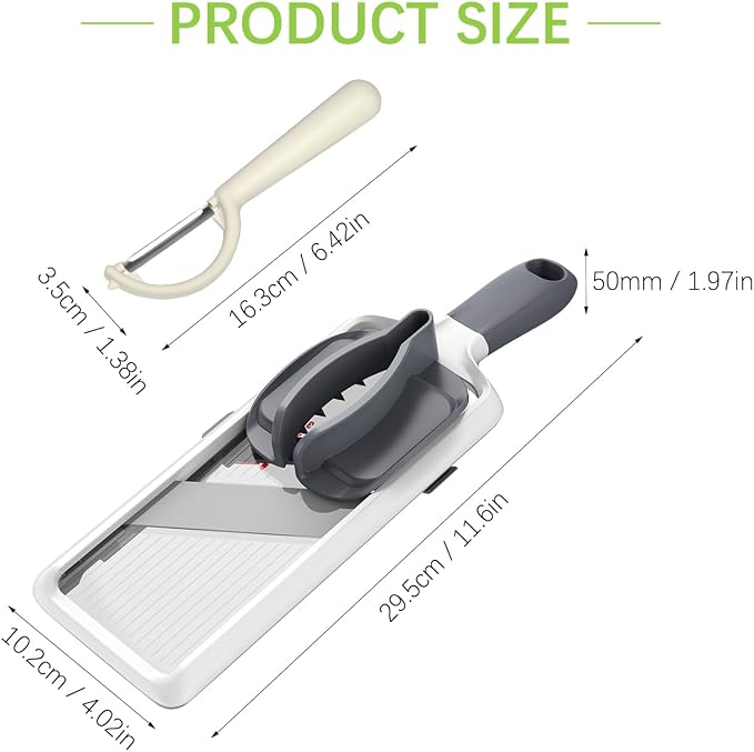 Multi Handheld Mandoline Slicer - Adjustable Stainless Steel Blade, Slicer Vegetable Cutter with Comfort Grip, Safety Features, Easy to Clean, Slicers for Fruits and Vegetables