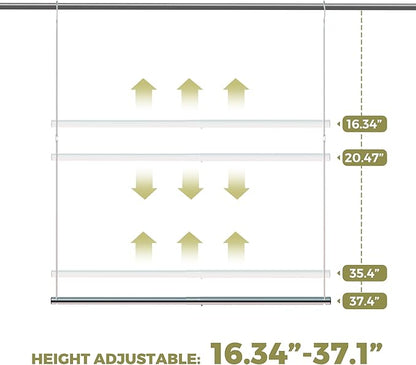 Hanging Closet Rod, 17-29In Adjustable Width and Up to 37In Height Adjustable