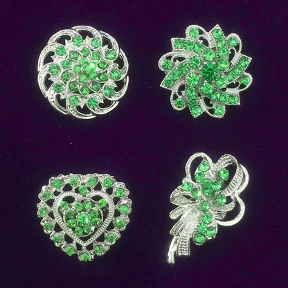 Ezing Lot 24pc Shining Rhinestone Crystal Brooches Pins DIY Wedding Bouquet Kit (F)