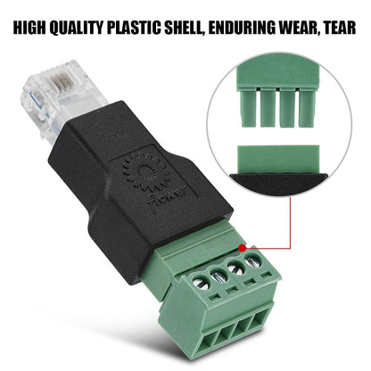 Zerone RJ11 to Screw Terminal Adapter, 6P4C Male to 4 Pin Block Connector for Modem with Anti-Interference EIA/TIA 568B Standard Structured Cabling, 3 Pack