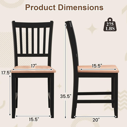 COSTWAY Dining Chairs Set of 4, Mid Century Modern Dining Room Chairs with Solid Rubber Wood Legs and Curved Backrest, Kitchen Chairs for Home, Living Room, Restaurant, Black & Walnut