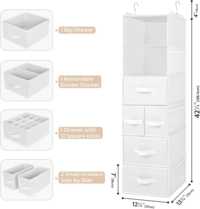GRANNY SAYS Hanging Closet Organizer and Storage, 6 Shelf Clothes Organization