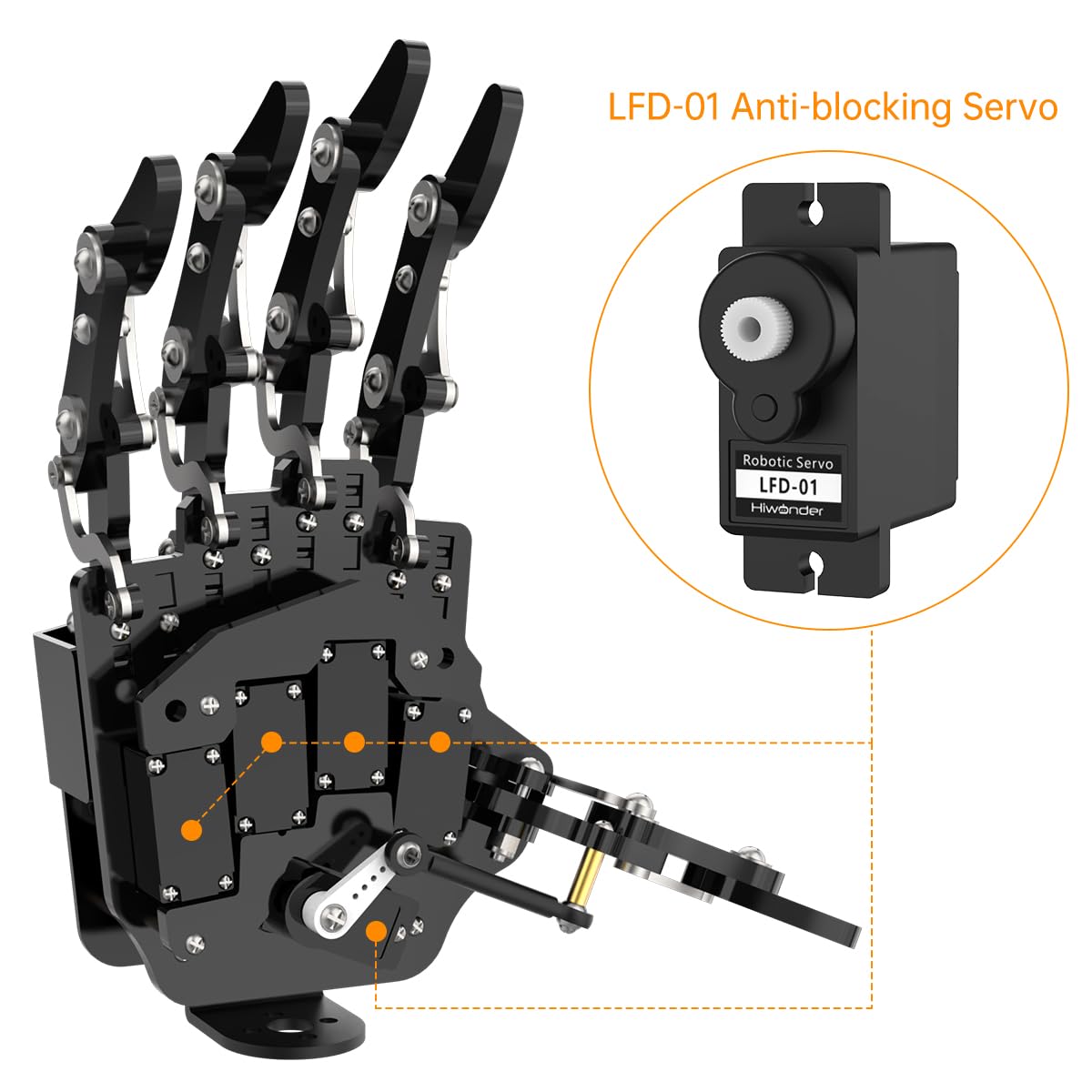 Robot Hand Five Fingers Solely Movement Bionic Robot Mechanical Arm DIY - Right Hand with Servo Tester