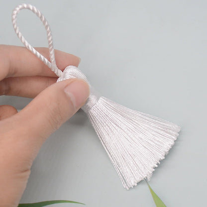 Bookmark DIY Decoration Crafts Tassels: 30pcs Sewing Fringe with String for Graduation Cap Memorial Hanging Ornament,Jewelry Making,Earring Keychain Accessory,Pillow Trim,Key Charms (White)