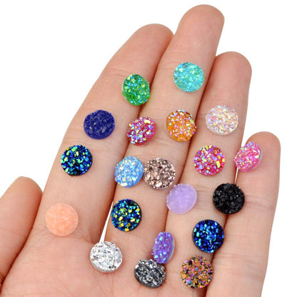 Tongcloud 500 pcs Round Flatback Resin Cabochon Faux Druzy Cabochons Round Flat Back Dome Cabochons for Jewelry Making, DIY Craft (20 Mutlicolor, 8mm)
