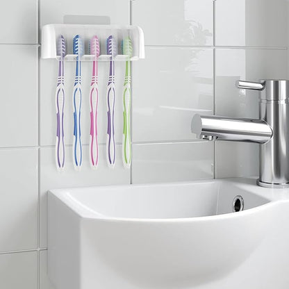 2 Pack 5 Slots Wall Mount Toothbrush Holder