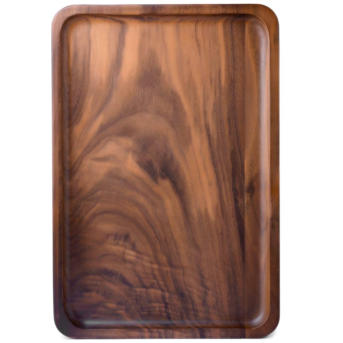 Bamber Wood Serving Tray Wooden Decorative Coffee Tea Platter Black Walnut 13.4 x 9 Inches