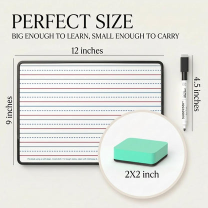 Magnetic Dry Erase Boards 6 Pack for Classroom, Double Sided Small Whiteboard Lap Boards 9x12, Lined & Blank Magnetic White Boards for Kids, Students & Homeschool