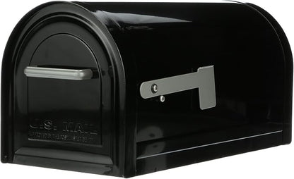 Architectural Mailboxes Reliant Locking Post Mount Mailbox, Black, Large | Galvanized steel build with concealed secure lock and key and a magnetic door closure. USPS approved. Includes 2 keys.