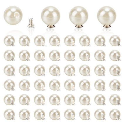 AHANDMAKER 150 Sets 10mm Pearl Buttons, No Sew White Imitation Pearl Buttons Reusable and Removable Embellishments Button for Coats Shirts Wedding Dresses Clothes Bags Decoration DIY Crafts
