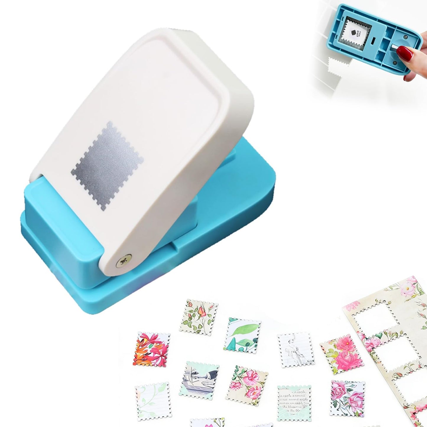 1X0.8inch Rectangular Postage Stamp Puncher,Rectangle Lever Action Stamp Punch,Stamp Punch for Paper Crafting Scrapbooking, DIY Card Making Arts Crafts Supplies