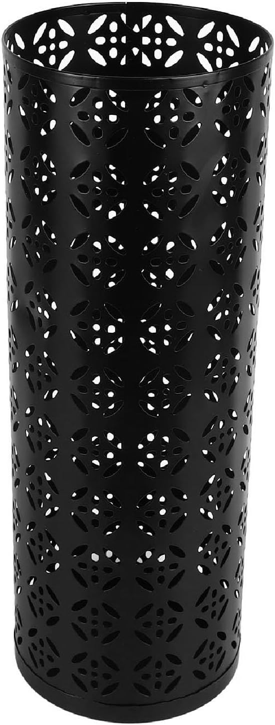 Zerodis Large Round Hollow Design Metal Umbrella Holder, Stylish Gold Finish Steel Umbrella Stand for Entryway, Home Office, and Outdoor Use (M)
