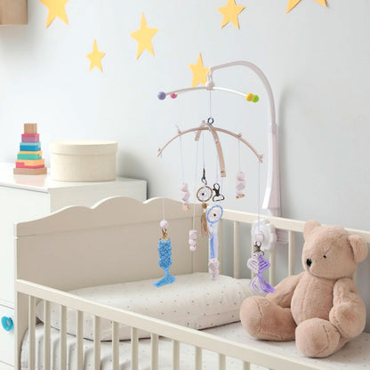 beinkmake Nursery Wooden Frame Handmade Mobile DIY Kit Natural Wood Frame Ornaments Crib Mobile Wind Bed Bell Ceiling Wind Chime Hanging Ornaments, Pentagram