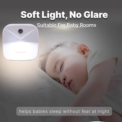Night Lights Plug into Wall, Automatic LED Night Light with Dusk to Dawn Sensor, Modern V-Groove Design Square Night Lite for Hallway, 0.4W Plug-in Night Lights, 4-Pack (White Light)