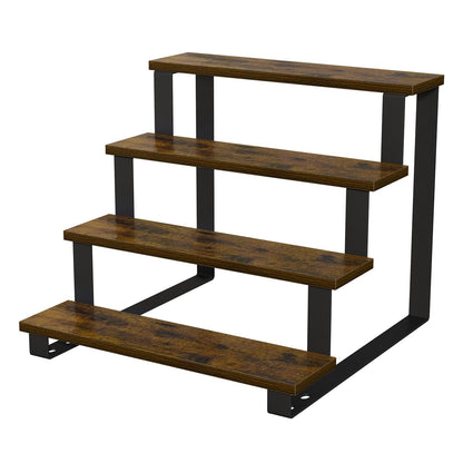 YINMIT Wooden Display Riser Stand,15.75 Inch Tiered Perfume and Cologne Organizer Stand, 4 Tier Spice Rack Organizer, Rustic Display Shelf for Cupcake, Figures, Candles (4 Tier Brown, 15.75 In)