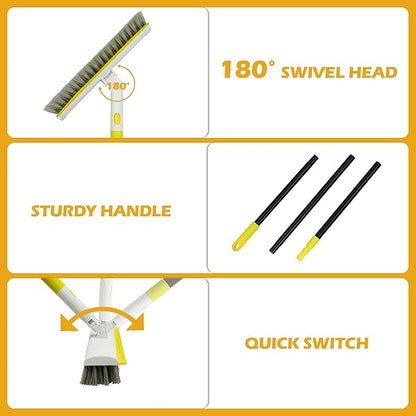 Floor Scrub Brush with 180° Rotating 50" Long Handle