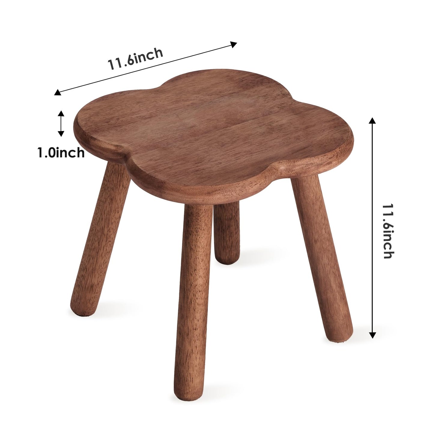 Jurath Wooden Step Stool for Adults Upgraded11.6inch Small Wooden Stool with Four Detachable and Assembled Legs for Bathroom, Kitchen, Bedroom, Plant Stand (Natural Solid Wood top and Legs)