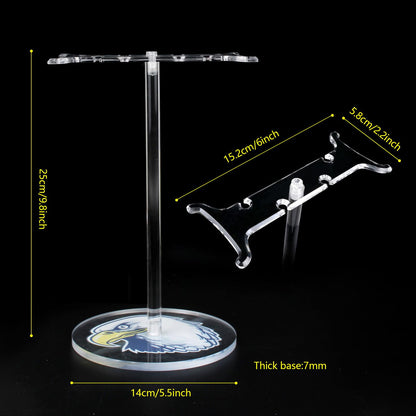 BVANQ Clear Acrylic Headphone Stand with Patterned Base – Universal Holder for AirPods Max, Gaming & Wireless Headphones – Space-Saving Desk Organizer for Home & Gaming Setup (Black&White Eagle/Hawk)