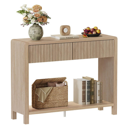 FATORRI Console Sofa Table, Wooden Entryway Table for Living Room, 39.37 inch Modern Hallway Tables and Couch Tables Behind Sofa (Light Walnut)