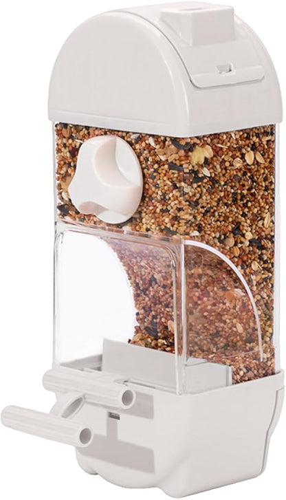 Fockety Bird Feeder, 800ml Transparent Feeder No Mess Feeding Semi Enclosed Easy Top Fill Hanging Bird Feeding Box with Tray Anti Scatter Design for Parakeets Cockatiels