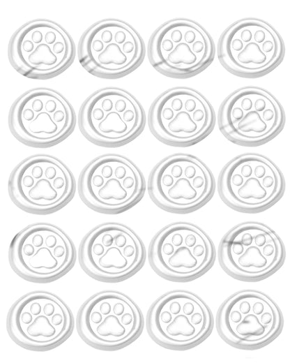 White Paw Wax Seal Stickers-40PCS Bulk Self-Adhesive Vintage Sealing Stickers for Envelopes, Letter, Invitations, Gift Wrapping, Scrapbooking – Cute Animal Footprint Design(White)