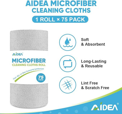 AIDEA Microfiber Cleaning Cloth Roll, Reusable Paper Towels Tear Away Cloth