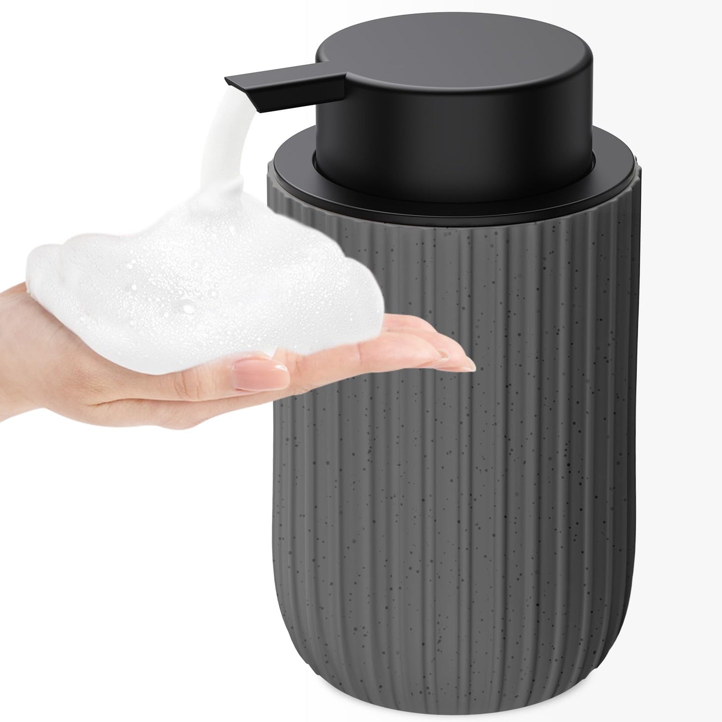 Ceramic Foaming Soap Dispenser, 12 oz Bathroom Foam Hand Soap Dispenser, Refillable Lotion Soap Dispenser with Removable Pump for Kitchen Hand Wash Dispenser, Modern Home Decor(2Pack-Black)