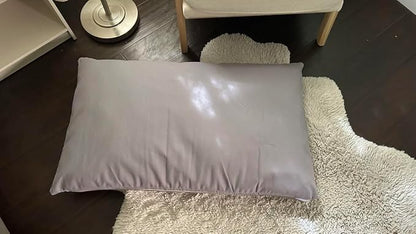 Natural Cotton Canvas Dog Bed – Raw Cotton Filled Pet Cushion Insert, Breathable Eco-Friendly Dog Mattress, Durable Washable Cover with Zipper (Blue Gray, Small 36"x22"x3")