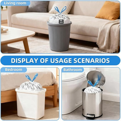 XUXRUS Small Trash Bags 3 Gallon Drawstring, Strong & Durable, Easy-Dispense