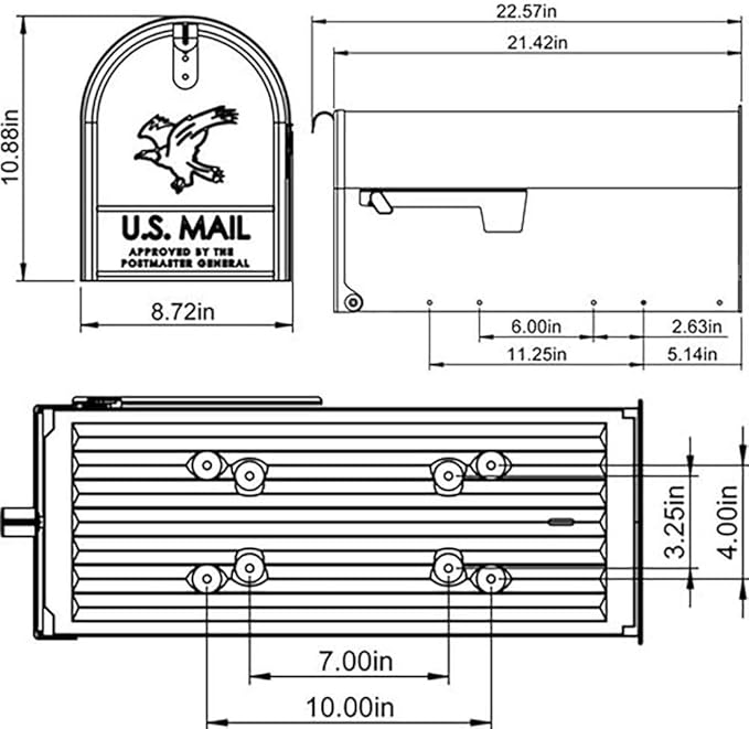Architectural Mailboxes Elite Classic Galvanized Steel Post Mount Black Mailbox