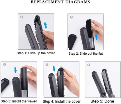 Pulla Hair Straightener and Crimper - 4 in 1 Tourmaline Ceramic Flat and Curling Iron for Hair Styling with Adjustable Temperature - Salon High Heat 320°F - 430°F for All Hair Types