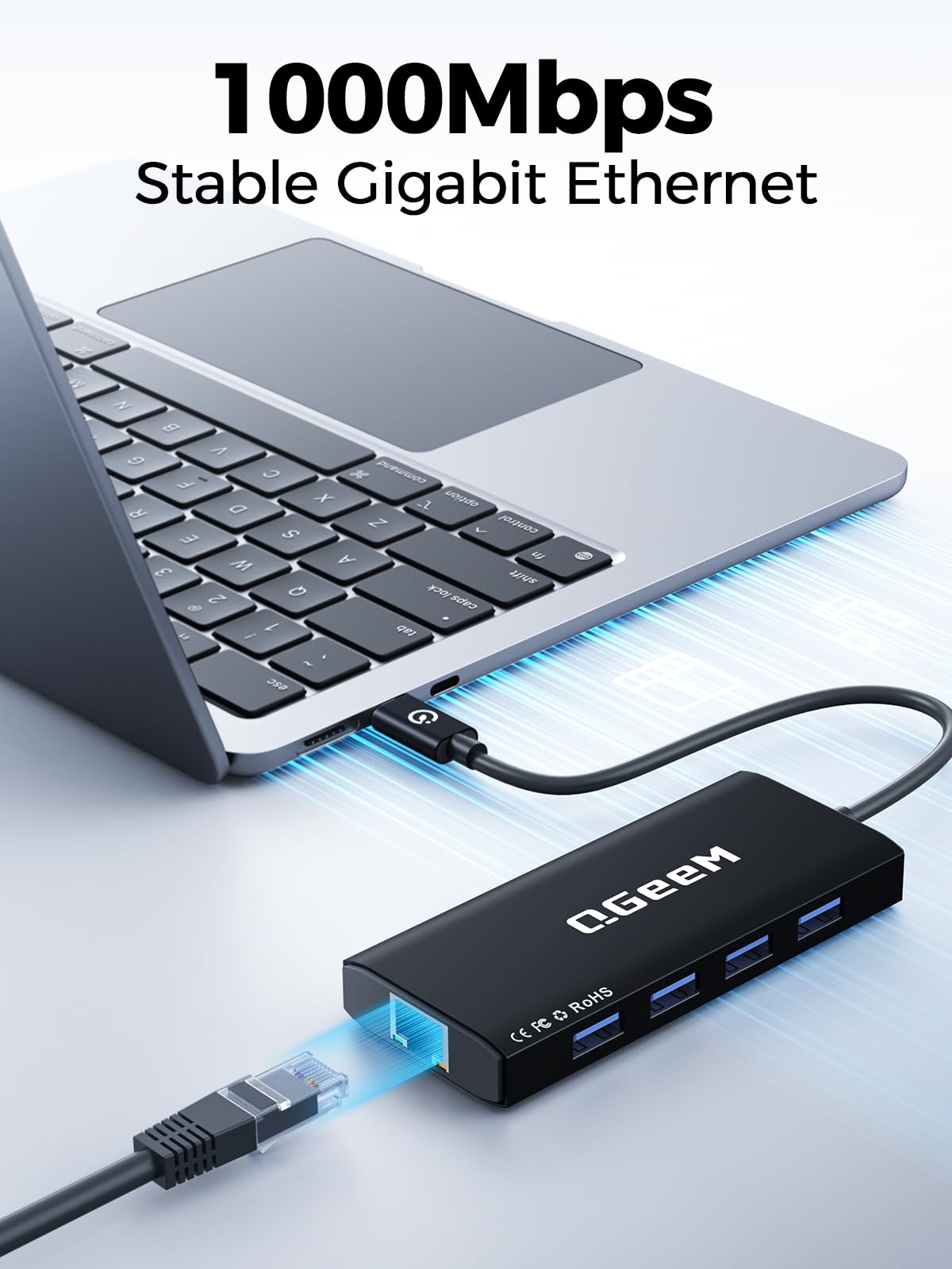 QGeeM USB C Hub Ethernet,9 in 1 USB Type C Hub HDMI Multi-Port Converter Adapter,100W Pd, USB 3.0,SD/TF Card Reader,Compatible for MacBook Pro Air Ipad HP Dell Lenovo Chromebook etc.