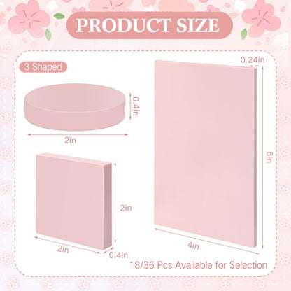 Innconee 18 Pcs Rubber Stamp Carving Blocks Linoleum Blocks 4"x6" and 2"x2" Round Square Rectangle Block Carving Kit for Stamp Crafts DIY Project(Pink)