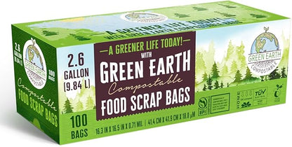 Green Earth Compostable Small Kitchen Food Scrap Trash Bags, Extra Thick 0.71