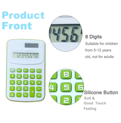Basic Calculator 8 Digit Silicone Button Desktop Calculator (4 Colors, Set of 8) (B, Pack of 8)