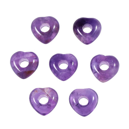 SUNYIK 12pcs 5mm Heart Large Hole Beads for Jewelry Making, Purple Amethyst Crystal Love Heart Loose Beads Fits Macrame Bracelet Braids Hair DIY Craft