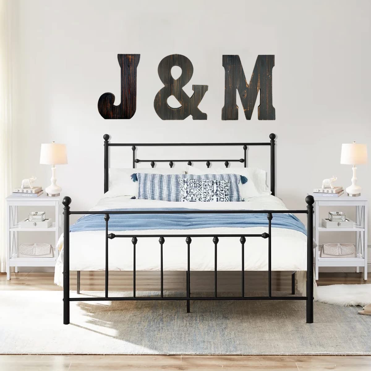 ABELOTS Big Letter Wall Art for Living Room, Bathroom, Bedroom, and Home Decor, Rustic Farmhouse Lettering for Family Last Names, Large Decorative Wood, 14” x 10” (Big W)