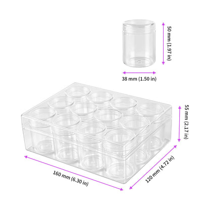 JEUIHAU 3 Pcs 12 Grid Clear Plastic Bead Storage Containers, Diamond Painting Storage Containers with Lid, Bead Art Organizer Case Jar for Jewelry Earrings, DIY Crafts, Nail Glitter, Small Items