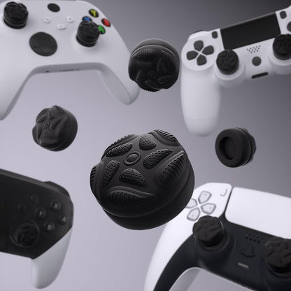 PlayVital Thumbs Cushion Caps Thumb Grips for ps5/4, Thumbstick Grip Cover for Xbox Series X/S, Thumb Grip Caps for Xbox One, Elite Series 2, for Switch Pro Controller - Raindrop Texture Design Black